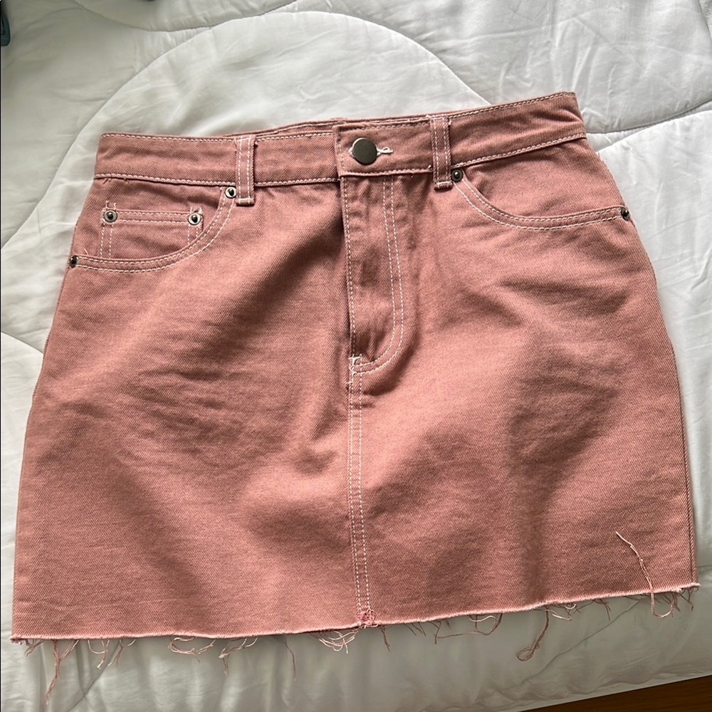 Pink Denim Mini Skirt